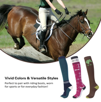 Chaussettes d'équitation colorées extensibles et respirantes unisexe Chaussettes de compression équestres évacuant l'humidité