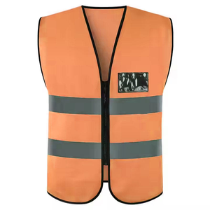 เสื้อกั๊กผ้าโพลีเอสเตอร์สะท้อนแสงแบบแอนซี่คลาส1สำหรับคนงานก่อสร้างสีส้มอุปกรณ์ความปลอดภัยที่สามารถปรับแต่งได้ - Product Image 5