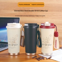 Gobelet isotherme en acier inoxydable 316, grande tasse à café, tasse de voyage portable anti-fuite pour voiture, bureau, cadeau avec logo personnalisé