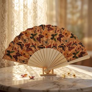 Precio de Fábrica QM, Abanico Español de Corcho Natural de 23 cm, Abanico de Corcho Español con Tela de Corcho para Promociones - Product Image 3
