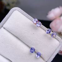 Fabrieksdirecte verkoop 925 zilver natuurlijke tanzaniet oorringen moderne fijne sieraden voor de modebewuste vrouw