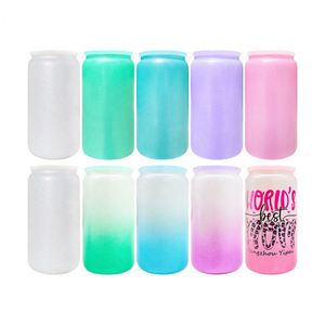 Recyclable Powder Coated Sublimation <b>Beer</b> 16Oz Shimmer Rough Glitter Tumbler Cups Glass Can - Product Image 2