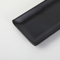 Assiette rectangulaire jetable en mélamine noire style Japandi Danuo, motif uni, pour sushi et grillades BBQ
