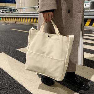 Sacs fourre-tout en toile personnalisés, robustes, réutilisables, avec poignées en coton, écologiques, blanc satiné, noir, logo imprimé pour le shopping féminin - Product Image 5