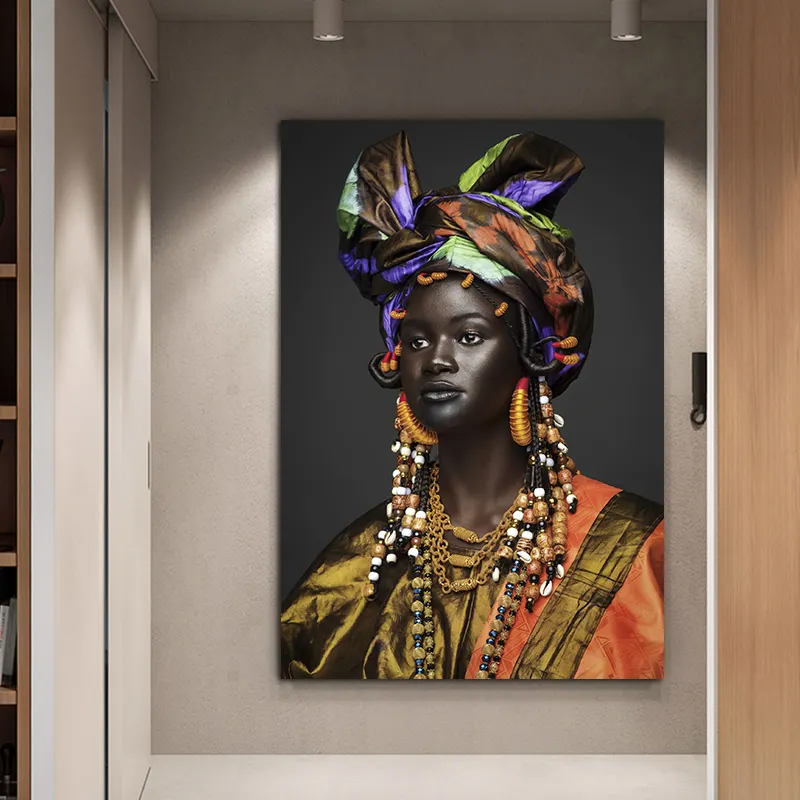 modern home decorations unframed black women paintings poster and print canvas pictures african art paintings