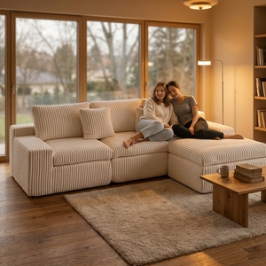 Divano Letto Modulare <span class=keywords><strong>Blu</strong></span> Convertibile Senza Struttura, Moderno, in Tessuto, Pieghevole, Reclinabile, Compresso per Hotel - Product Image 2