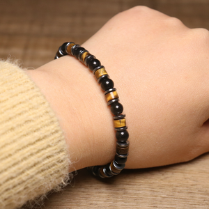 Bohemian Natural Tiger <span class=keywords><strong>Eye</strong></span> Elastic Stone Armband für Männer Frauen Tiger <span class=keywords><strong>Eye</strong></span> Hämatit Perlen Armband Healing Energy Stone Schmuck - Product Image 6