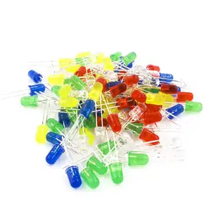 Kit d'assortiment de diodes LED, 5mm, pièces, blanc, jaune, rouge, vert, bleu, électronique