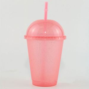 Custom Logo <b>Reusable</b> Large Hole Milk Tea <b>Cup</b> 16oz Colorful PP Glitter Plastic <b>Cups</b> with Lid and Straw - Product Image 5