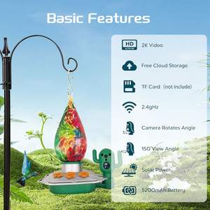 Caméra intelligente solaire à vente chaude aux États-Unis, caméra WIFI à distance HD pour l'observation des oiseaux, mangeoire à oiseaux intelligente en verre - Product Image 5