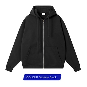 Personnalisé 380gsm Solide Couleur Lourde Terry Zip À <span class=keywords><strong>Capuche</strong></span> Cardigan Pull Hommes High Street Automne Noir <span class=keywords><strong>Bleu</strong></span> Abricot De Base À <span class=keywords><strong>Capuche</strong></span> - Product Image 2