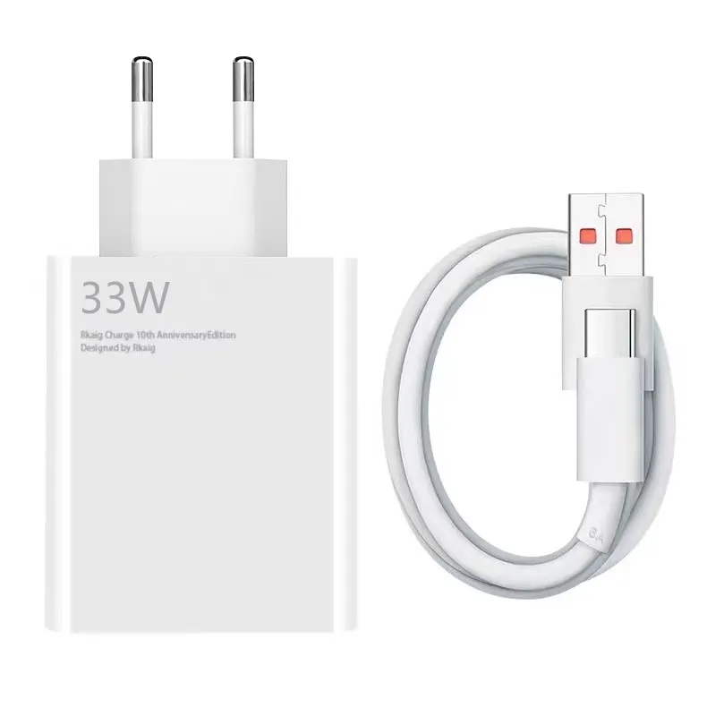 EU Plug Mobile Phone Chargers For Mi 33W Fast Charger Xiaomi With 6A Fast Charger Cable Set