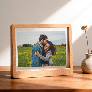 Marco de Fotos de Acrílico y Madera Maciza en Forma de U, Hecho a Mano, con Grabado de Logotipo Personalizado, Impresión, <span class=keywords><strong>para</strong></span> Mesa, 678 Pulgadas - Product Image 4