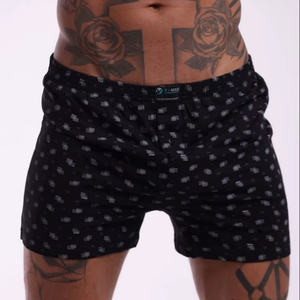 Calzoncillos Bóxer de Algodón Estampado Negro para Hombre, Transpirables, con Cintura Elástica, Tejido Suave, Cómodos, Ropa Interior Masculina, Proveedor OEM - Product Image 1
