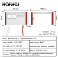 12W/18w双按钮控制触摸传感器智能发光二极管镜时间温度显示浴室调光器Ouch传感器感应开关