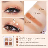 Palette de fards à paupières imperméables 4 couleurs Your Brand, maquillage hautement pigmenté, longue tenue, fini scintillant et mat, vegan, vente en gros