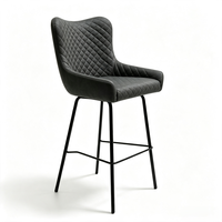 Chaises de salle à manger hautes noires de luxe, tabourets de bar modernes du milieu du siècle, chaise de bar haute et confortable