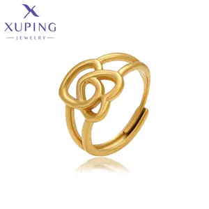YXR-264 Xuping Jewelry24Kゴールドエレガントエンシェント/ロイヤルファッションアジャスタブルホローダブルラブハートリングステンレススチールリング
