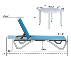 Chaise longue <span class=keywords><strong>de</strong></span> patio Teslin pieds réglables en résine d'aluminium ensemble <span class=keywords><strong>de</strong></span> <span class=keywords><strong>bain</strong></span> <span class=keywords><strong>de</strong></span> <span class=keywords><strong>soleil</strong></span> inclinable pour l'extérieur avec table d'appoint en plastique - Product Image 6