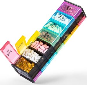 Thêm lớn hai lớp nhựa A-272 hộp thuốc 2 lần hàng ngày AM PM tổ chức hàng tuần dầu cá bổ sung Hộp đựng thuốc - Product Image 1