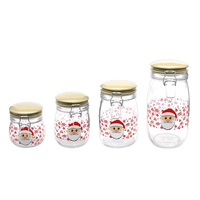 Bocaux en verre à clipser en gros 500ml/1000ml pour Noël, stockage alimentaire avec couvercle en céramique à rabat, logo personnalisé, camping, multifonction