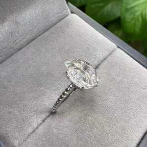 خاتم من الفضة عيار 925 مع حجر هيركيمر الماسي الطبيعي بسعر الجملة، مجوهرات كريستالية قابلة للتعديل كهدية - Product Image 5