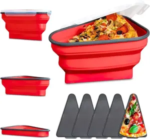 Reusable Collapsible Pizza Slice Keeper Box Pizza Container Expandable Silicone Pizza Storage Container with Trays