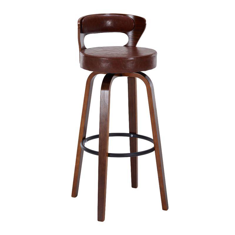 Brown pu leather-walnut wooden frame