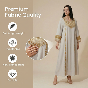 Vestido Islámico con Lentejuelas Bordadas para Mujer, Manga con Borlas, Vestido Largo Festivo, Fábrica OEM - Product Image 2