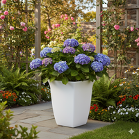 Pot Tanaman Modern Indoor/Outdoor Putih Persegi Runcing Ringan Ramah Lingkungan Grosir |   Pot Bunga Plastik Tinggi untuk Taman