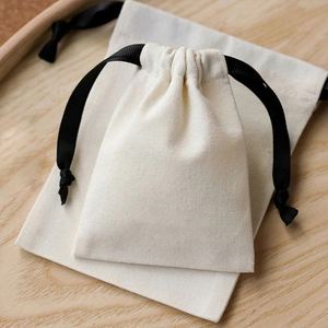 10*15cm Reusable White Cotton Linen Shaver Scraper Packing <b>Dust</b> <b>Bag</b> Custom Logo Printed Gift Storage Cotton Muslin Pouch - Product Image 3