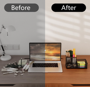Organizador de Escritorio para Bolígrafos, Suministros de Oficina con 3 Compartimentos, Accesorios de Escritorio y Organizadores de Espacio de Trabajo para el Hogar y la Escuela, Color Negro - Product Image 5