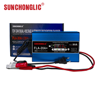 Chargeur de batterie intelligent à impulsions Sunchonglic LiFePO4 GEL pour batteries au plomb-acide 12V 24V, entrée 150-250V, identification automatique, activation BMS