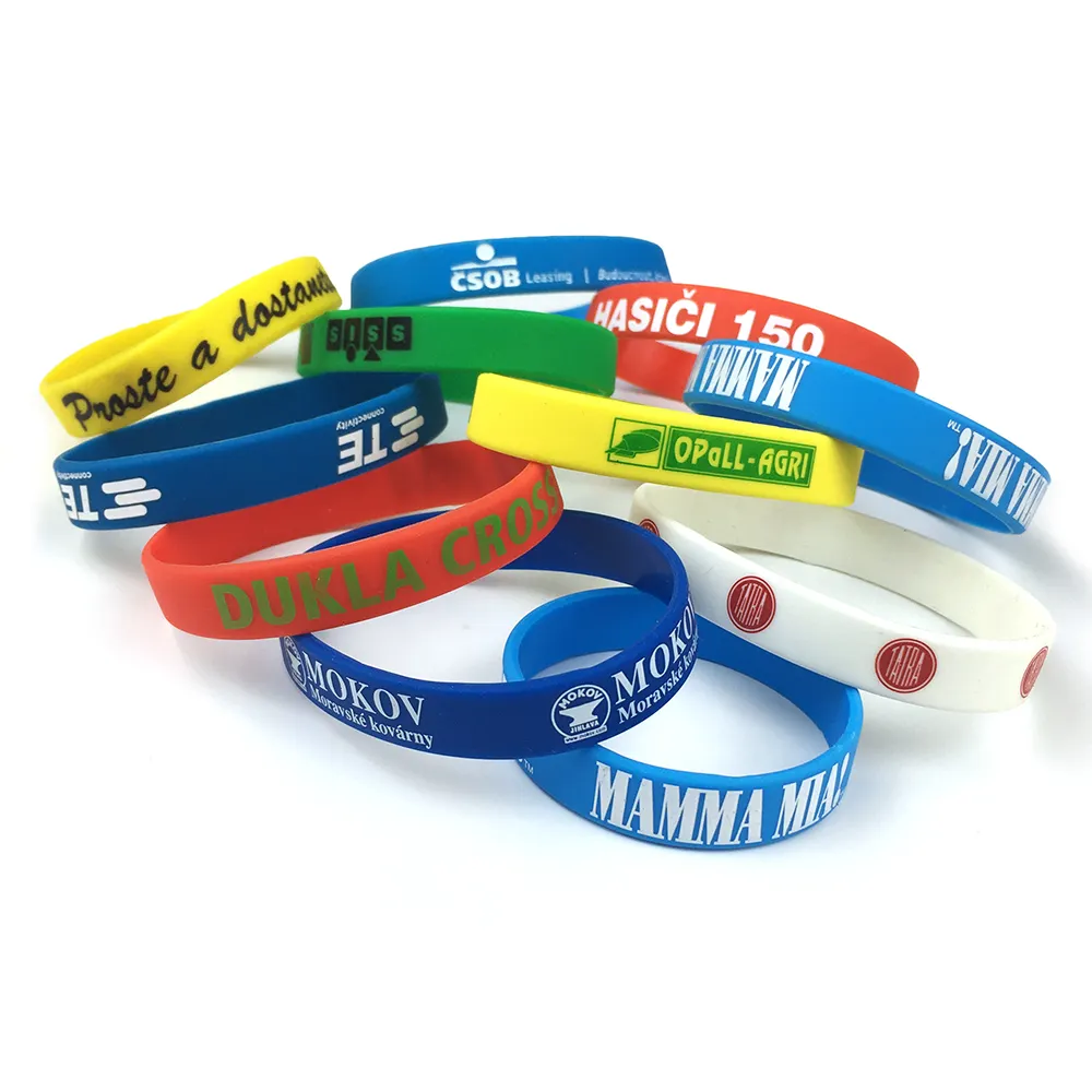 Il cinturino da polso personalizzato crea i tuoi braccialetti in silicone di gomma con messaggio o Logo per eventi