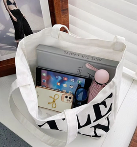 Bolso de lona de algodón de moda, muy vendido, con correa larga para el hombro y diseño ecológico simple. - Product Image 4