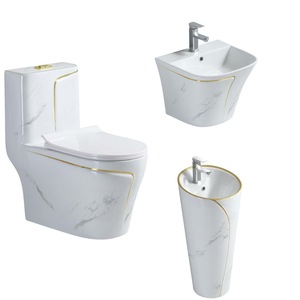 <span class=keywords><strong>WC</strong></span> et lavabo en céramique moderne, <span class=keywords><strong>colonne</strong></span> carrée colorée, double chasse d'eau, siphon en S, utilisation hôtelière, design monobloc au sol - Product Image 2