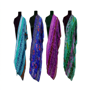 Indian <b>Silk</b> Saree Vintage <b>Scarf</b> Head Wrap Stole Neck Wrap Dupatta Sari Hair Wrap Boho Ethnic Fashion Festival Gift Wholesale Lot - Product Image 1