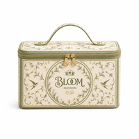 Étui de transport vintage pour jeu de Mahjong floral, crème, avec quincaillerie dorée, sac de rangement portable pour tuiles de Mahjong américain