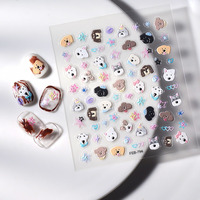 Autocollants pour ongles 5D en relief motif chiot de dessin animé et fleur, adhésifs, pour nail art DIY, vente en gros, directement de l'usine TSZS