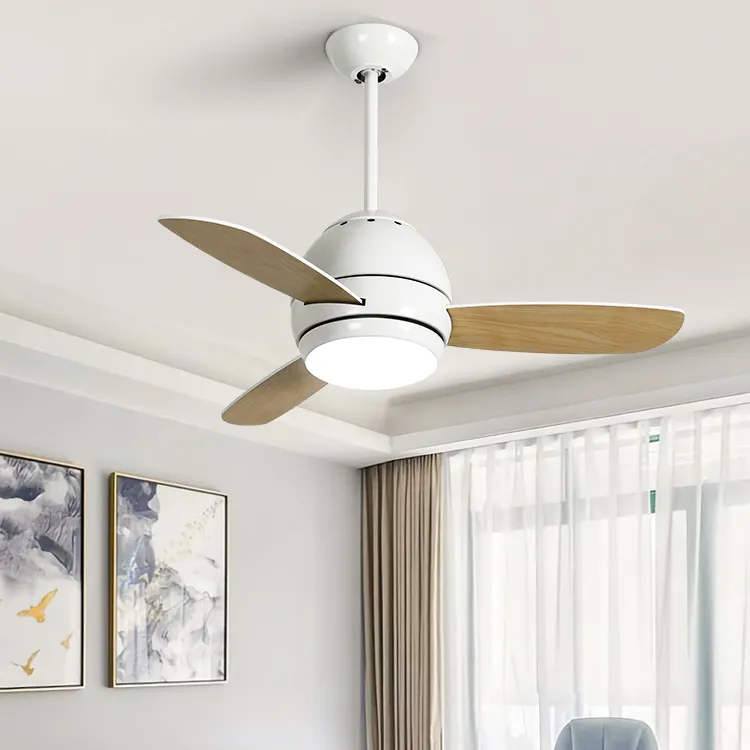 Morden Popular Indoor Decoration 3 Plywood Blades Remote Control AC Motor Led Ceiling Fan Light