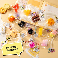 Set de Llaveros Kawaii con Forma de Comida, Lindos Llaveros de Postres, Waffle, Donut, Sandía, Queso, Venta al por Mayor, Recuerdos para Fiestas, Regalos, Juguetes a Granel