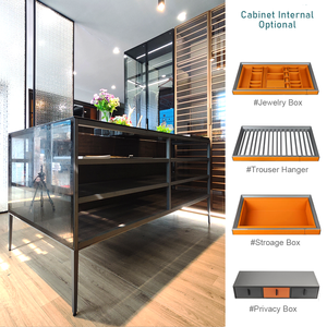 Joyería cuadrada de moda, caja de exhibición de Isla de cristal brillante blanco, combinación de armario, collar de tocador, pendientes, gabinete de Isla de exhibición - Product Image 4