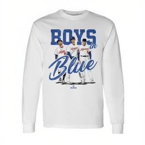 Camiseta de Manga Larga para Niños, Diseño de Jugadores de Béisbol en Azul, Blanca, Mlboht3001w - Product Image 2