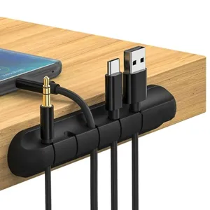 OEM סיליקון USB כבל מתפתל קליפים ניהול שולחני מחזיק כבלים מקלדת אוזניות חוט קליפים התאמה אישית של תבנית פלסטיק