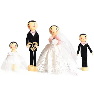 2020 di trasporto del nuovo Creativo Mini Abito Da Sposa Fatti A Mano In Legno Bambola Figurine Ornamenti per Gli Sposi Regalo di Nozze