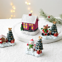Décorations de bureau d'ambiance de Noël faites à la main Miniature résine décor de maison de Noël Cottage de Village enneigé