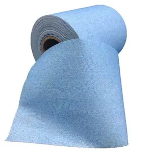 Lingettes de nettoyage industrielles à usage intensif en pâte de bois PP entièrement teintes Rouleau de lingette industrielle perforée géante Produits non tissés filés