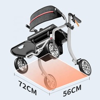 Déambulateur pliable multifonctionnel pour personnes âgées, déambulateur portable en aluminium avec siège et repose-pieds pour personnes handicapées