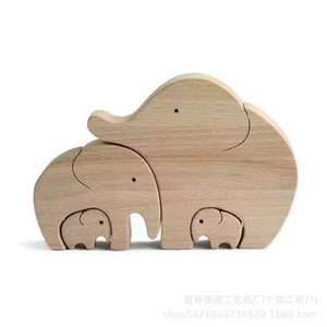 Wooden <b>Elephant</b> Family Ornament Handmade Irregular Shape Mother's Day <b>Decoration</b> - Product Image 5