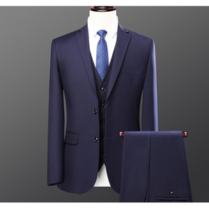 Costume d'affaires homme personnalisable, ensemble deux pièces haut de gamme, coupe ajustée, anti-plis, couleur unie - Product Image 1